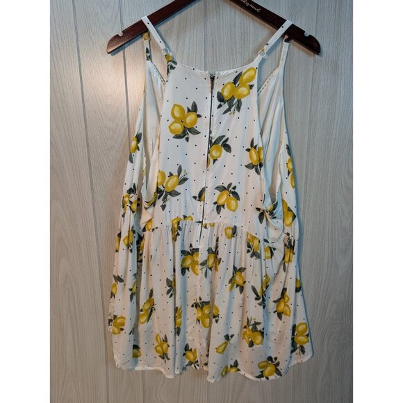 Torrid Black & White Polka Dot Lemons Flowy Summer Zip Back Tank Top Size 3X - Picture 4 of 6